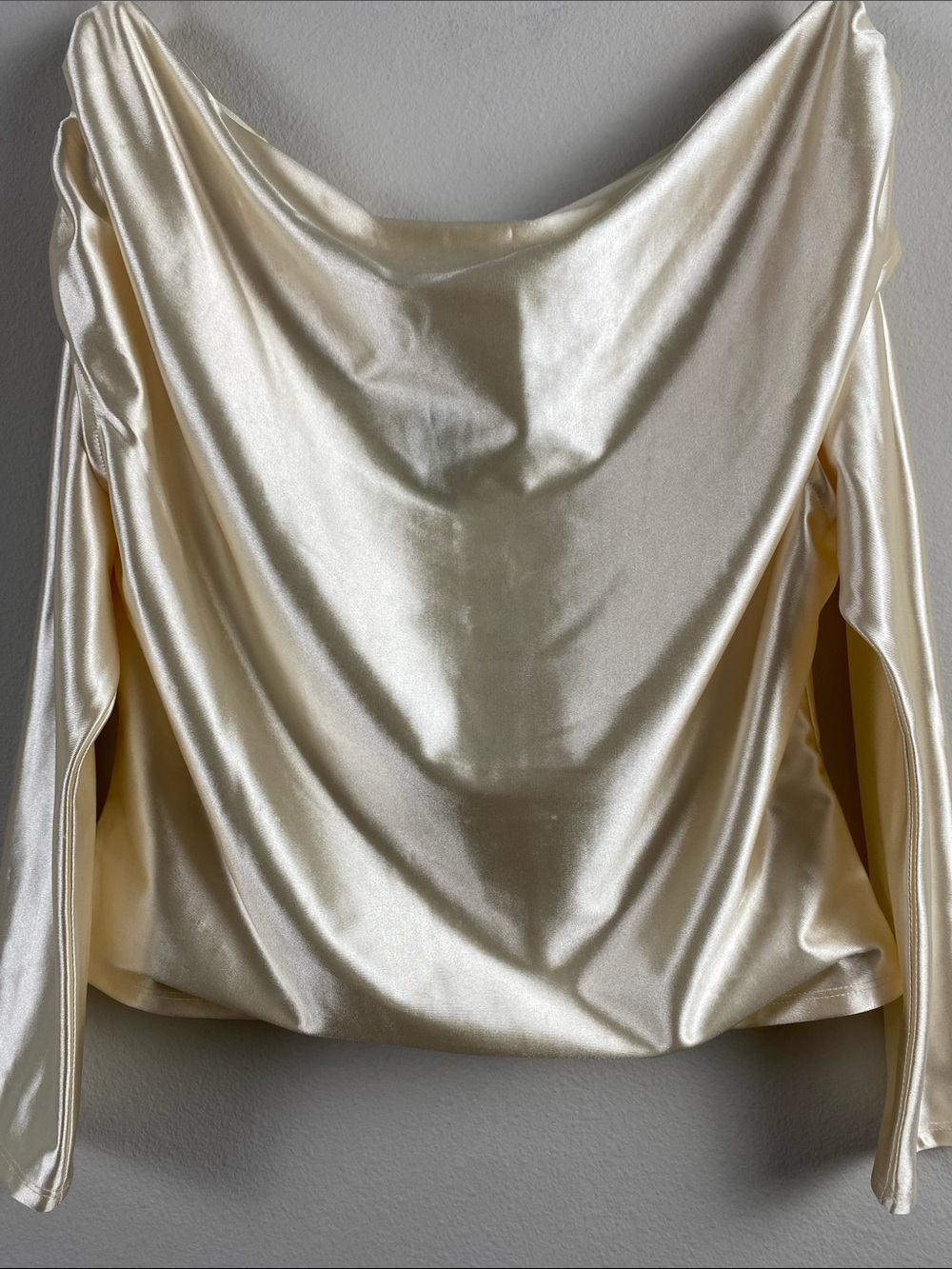 Express Satin Draped Shoulder Top | Swan - Picture 4 of 16